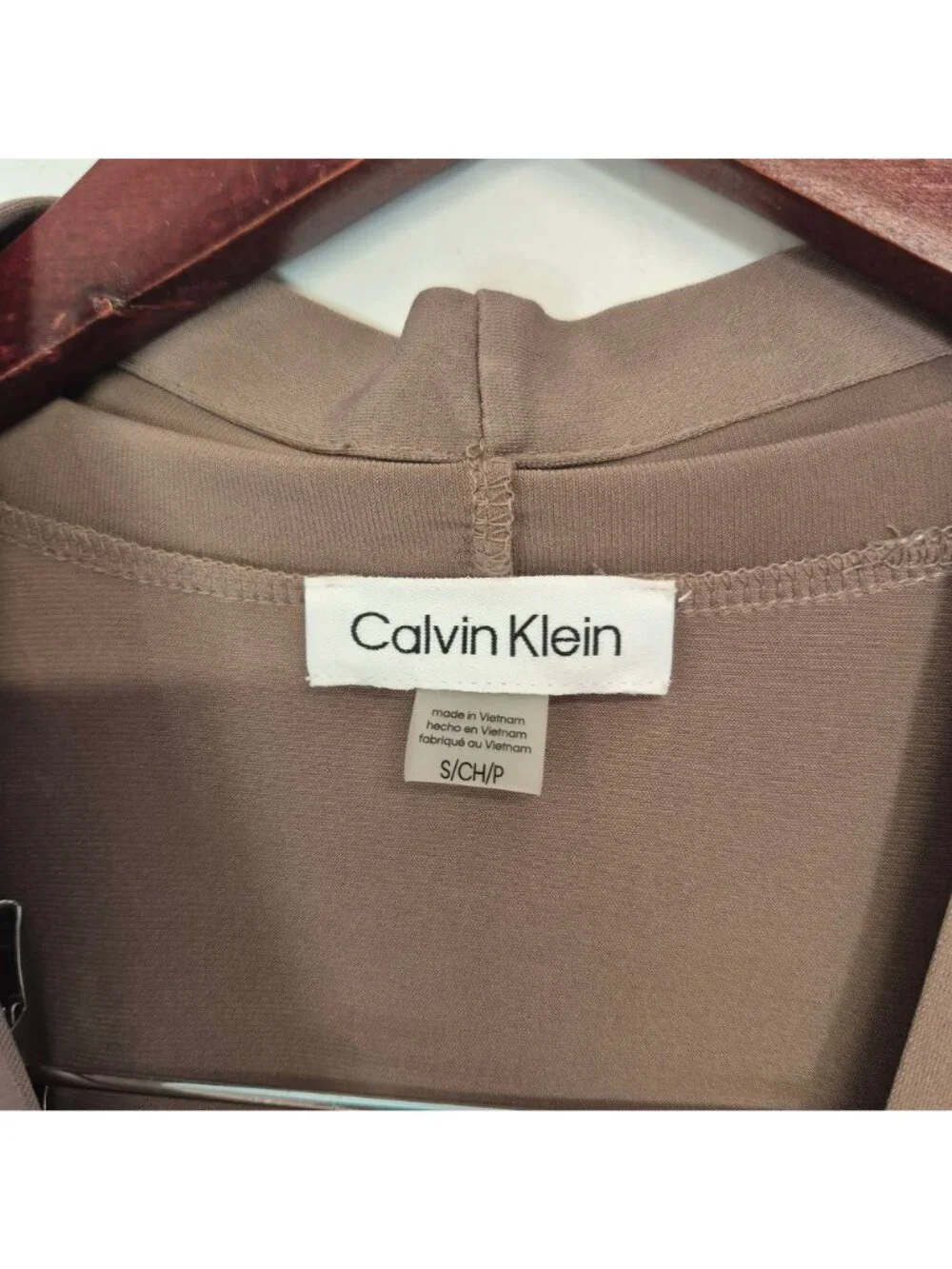 Calvin Klein Taupe Sleeveless V-Neck Top Small Petite Womens Blouse - Picture 2 of 5